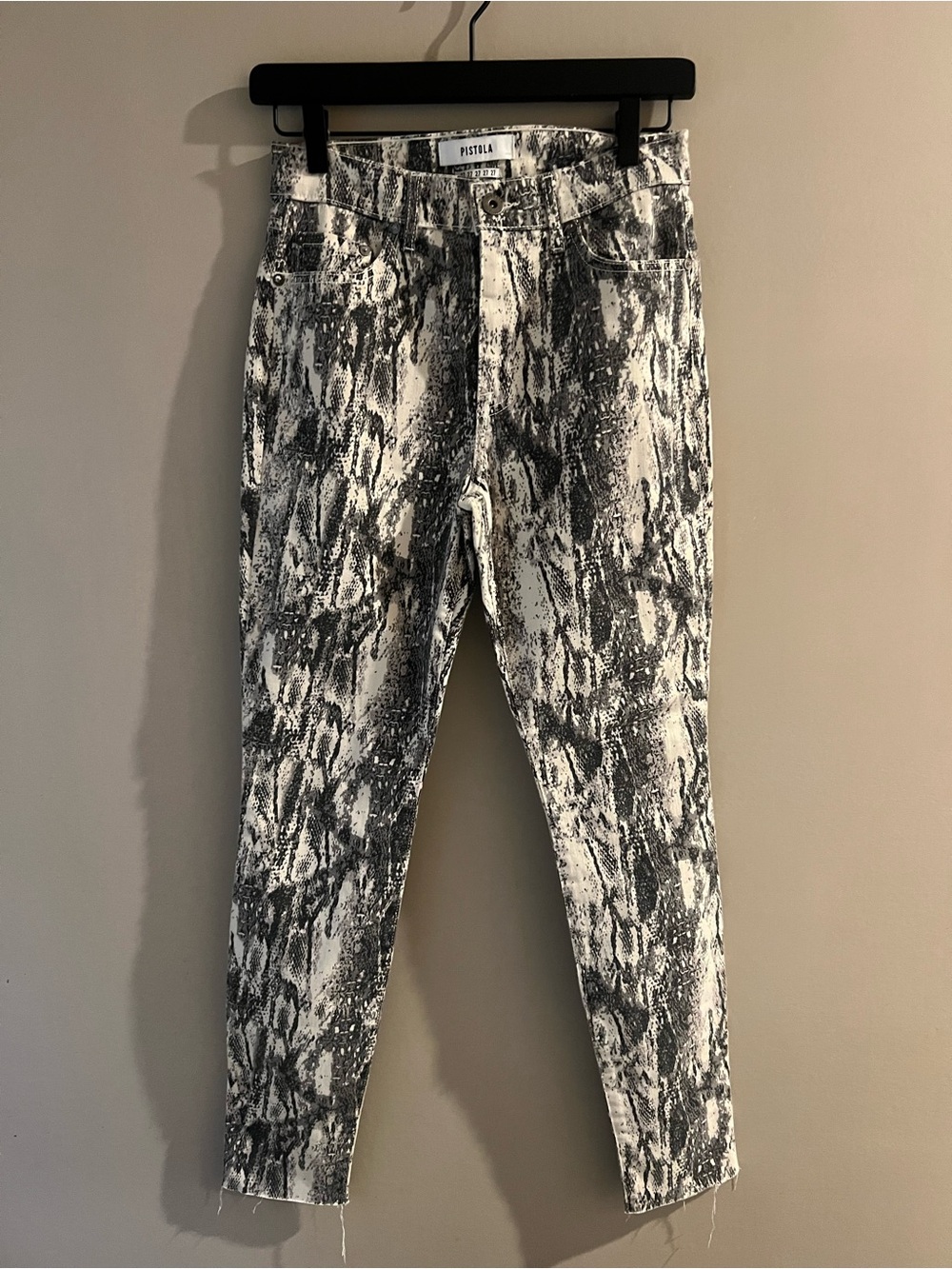 pistola High-Rise Black & White Snakeskin Print Jeans